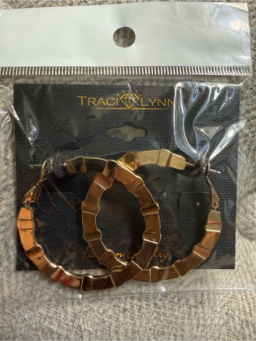 Traci Lynn Gold Scalloped Hoop Earrings